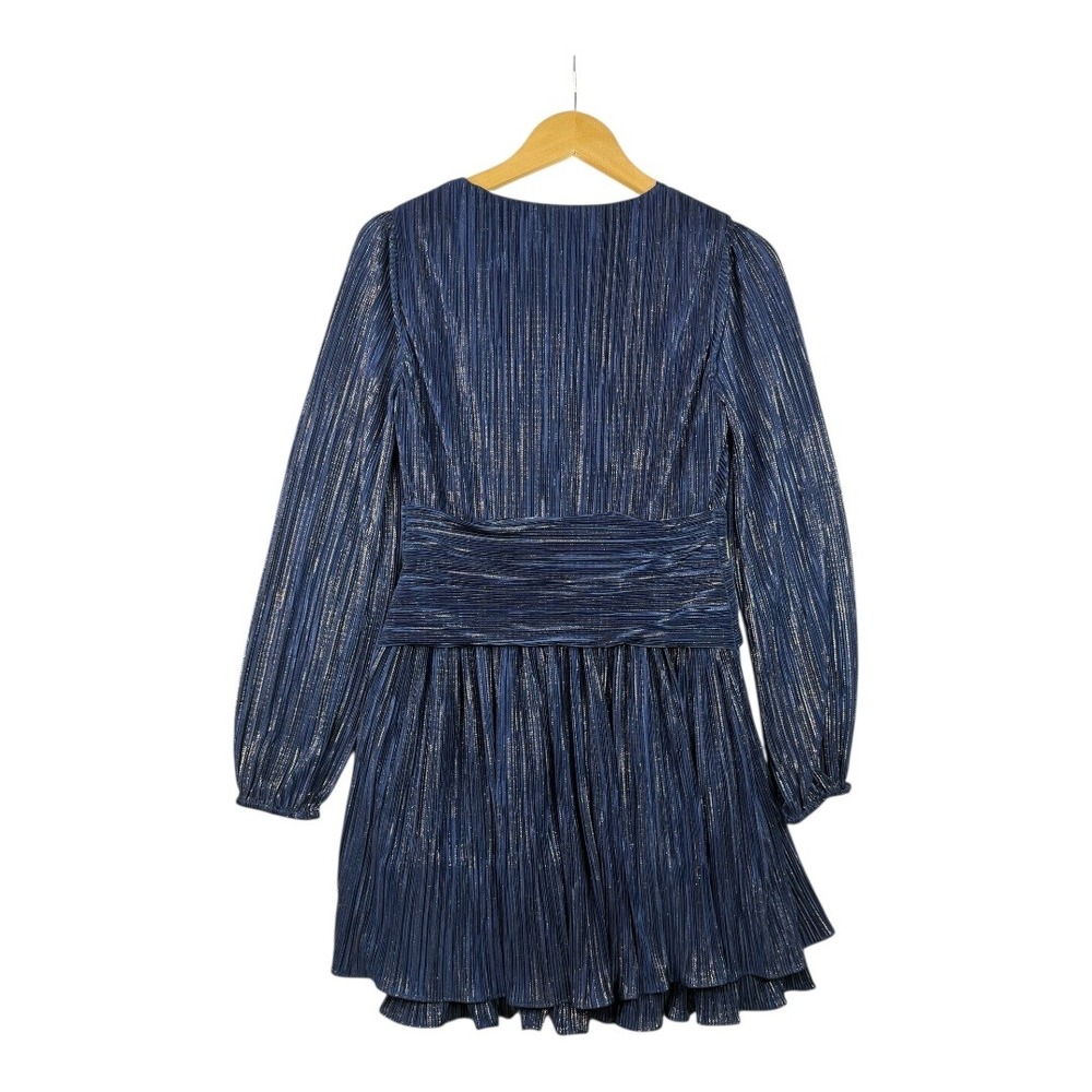 New Lilly Pulitzer Jessamie Foil Crinkle Long Sleeve Dress size 2 Navy Blue - Picture 7 of 9